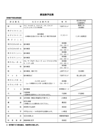 部活動体験詳細