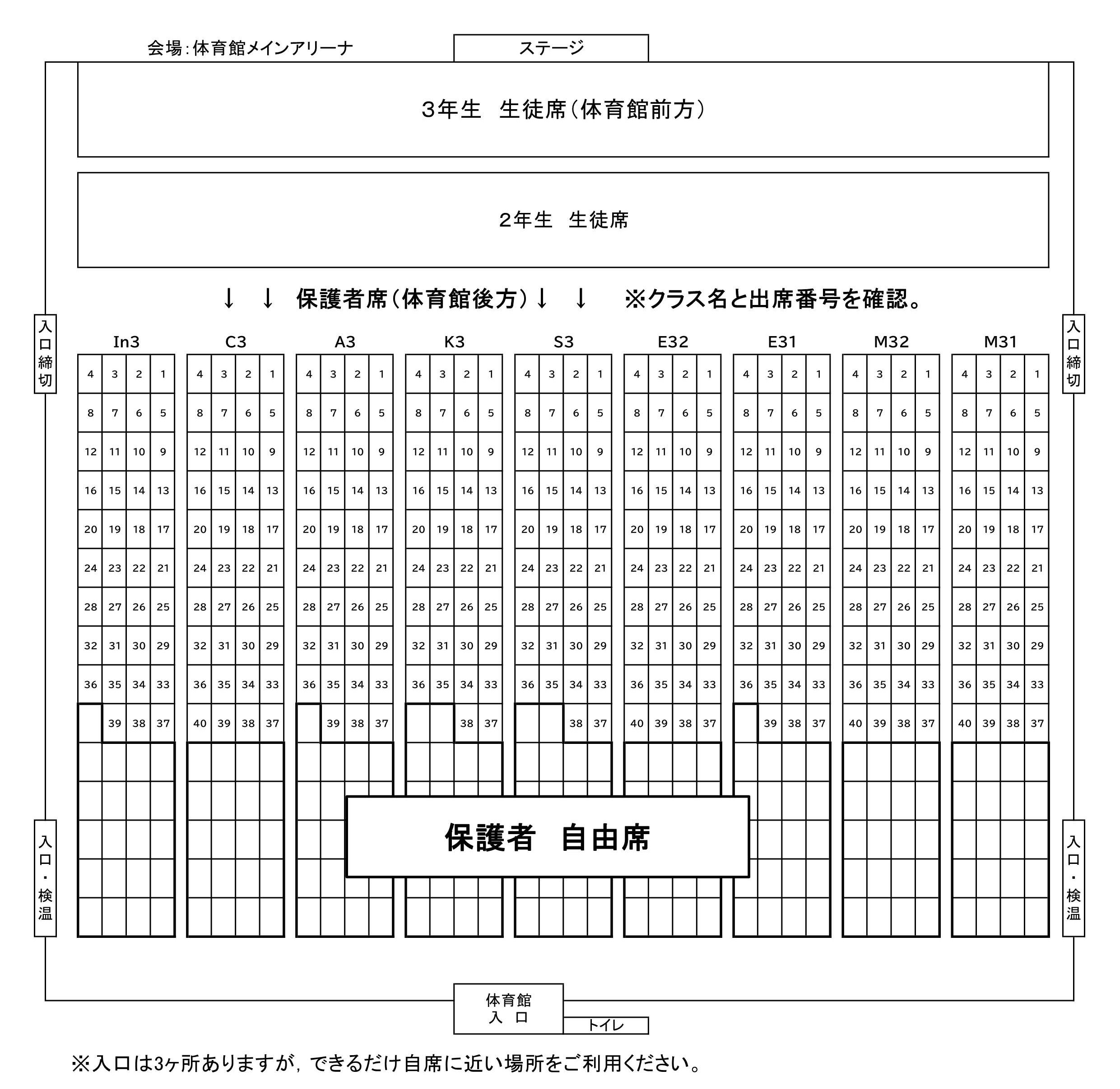 保護者案内　座席表