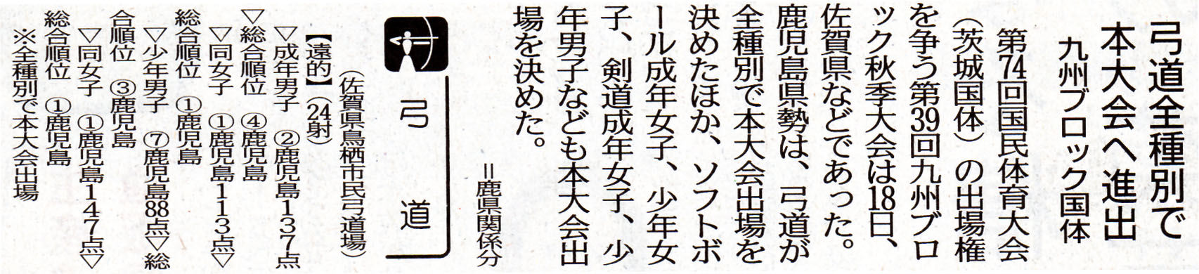 20190819 弓道国体出場南日本新聞掲載