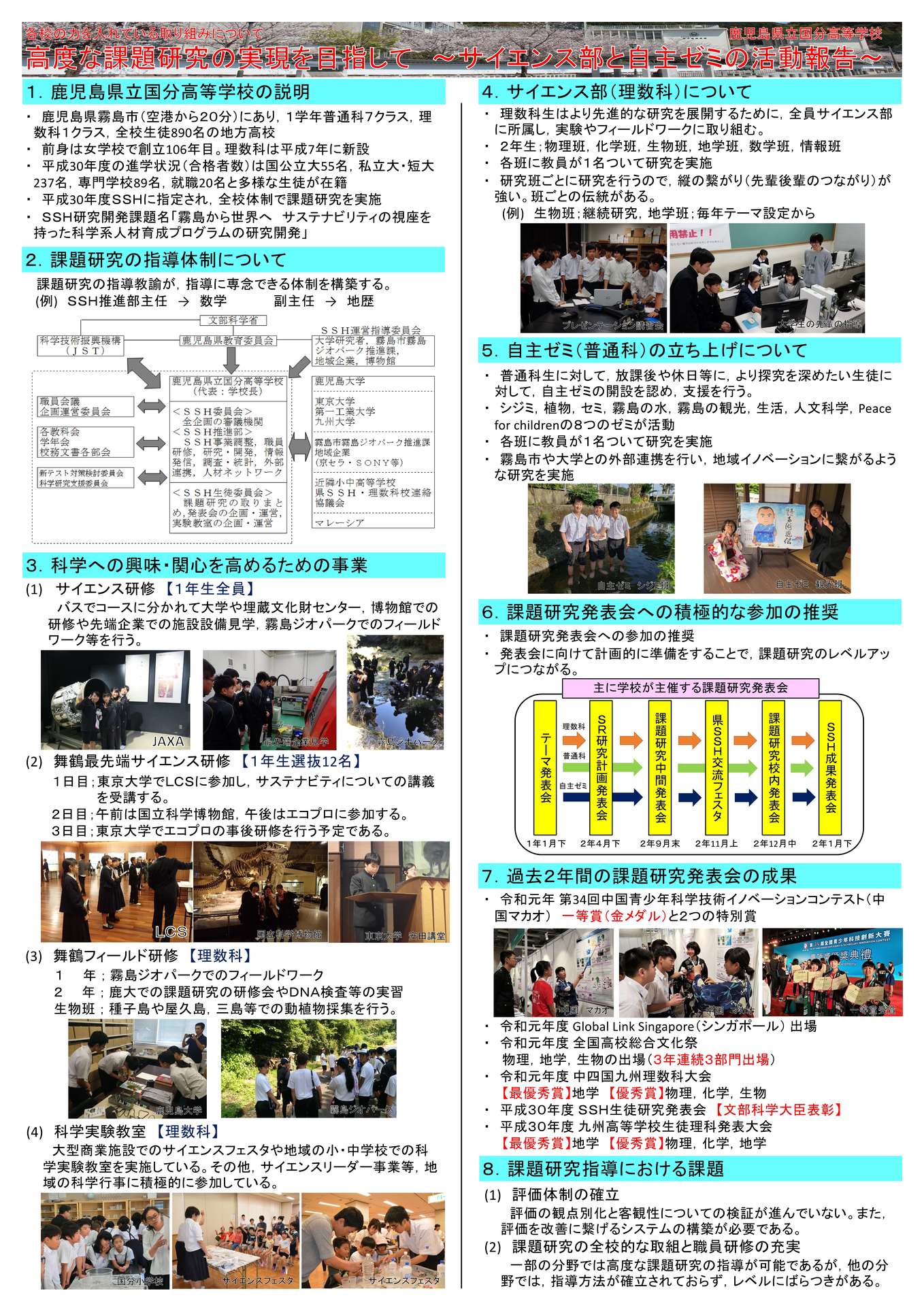 【3048：国分】令和元年度九州地区ＳＳＨ担当者交流会　各校の力を入れている取り組みについて