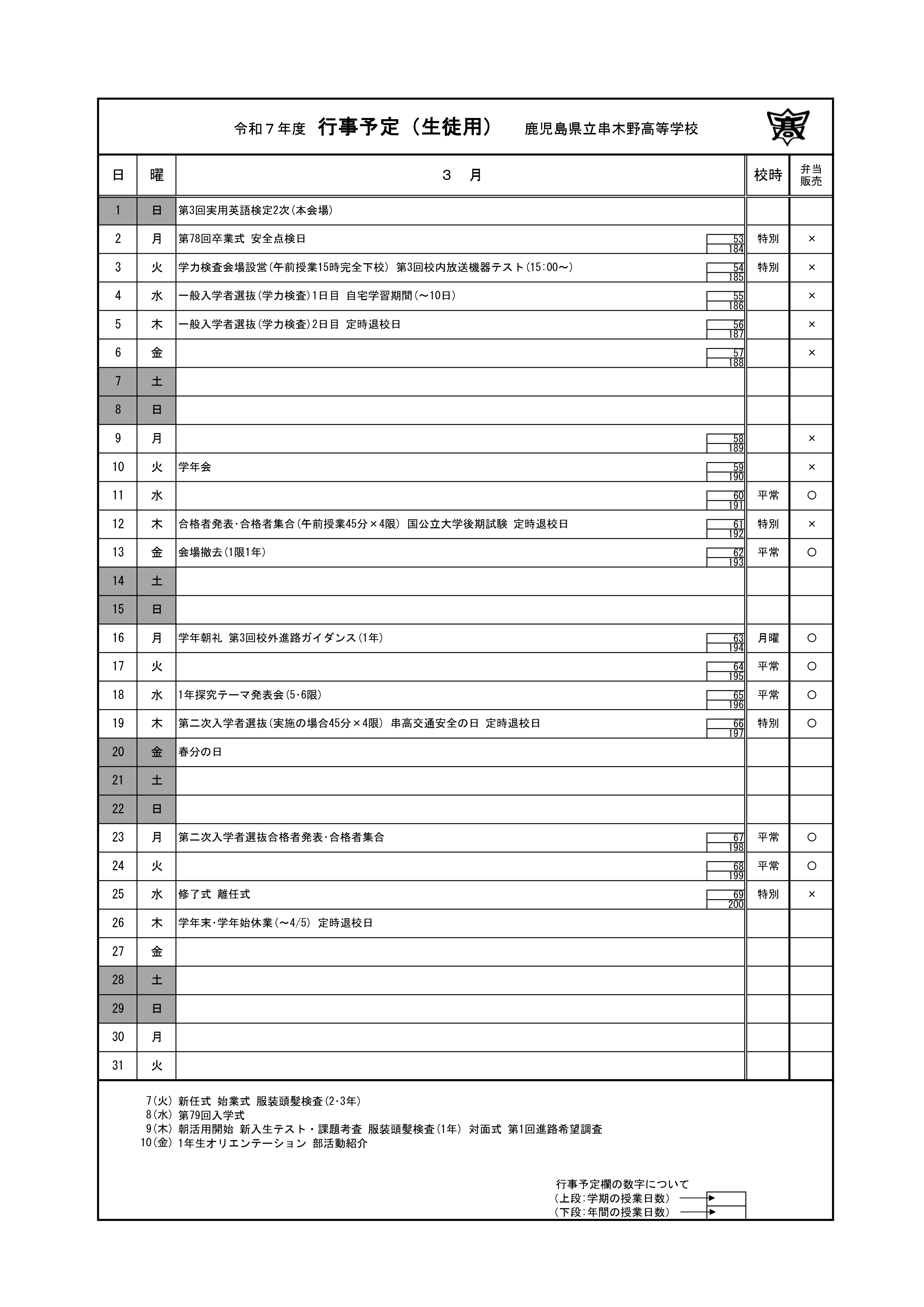 令和７年度_３月行事予定
