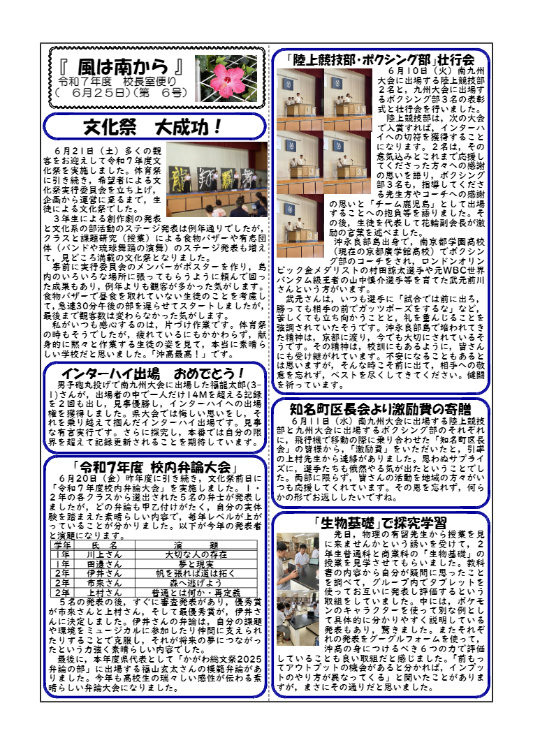 令和７年度 風は南から第6号