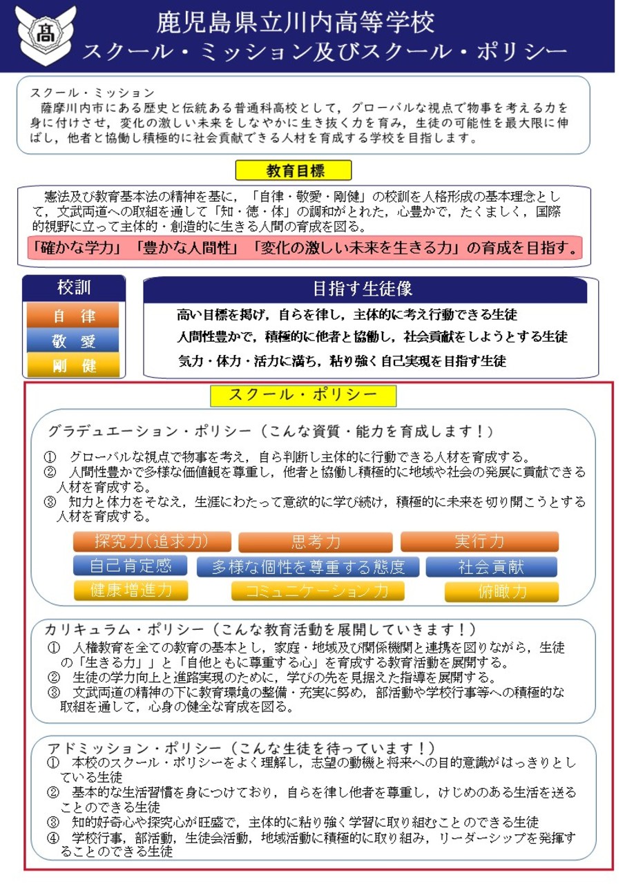 令和７年度改訂版（スクール・ミッション＆ポリシー）