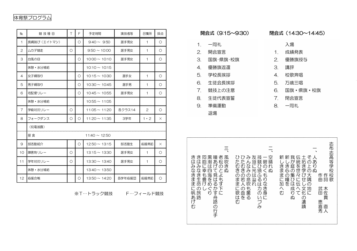 体育祭プログラム２