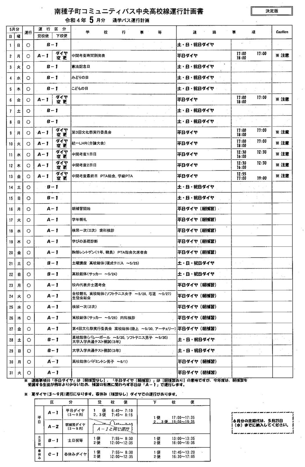 ５行事予定