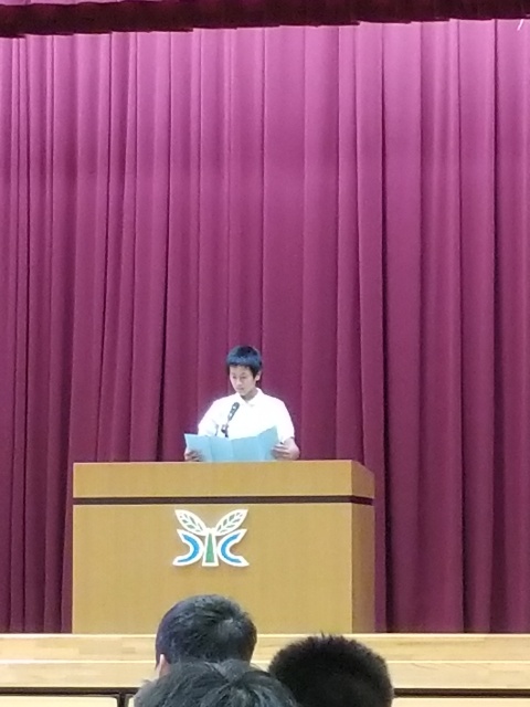 ２学期始業式中学部発表