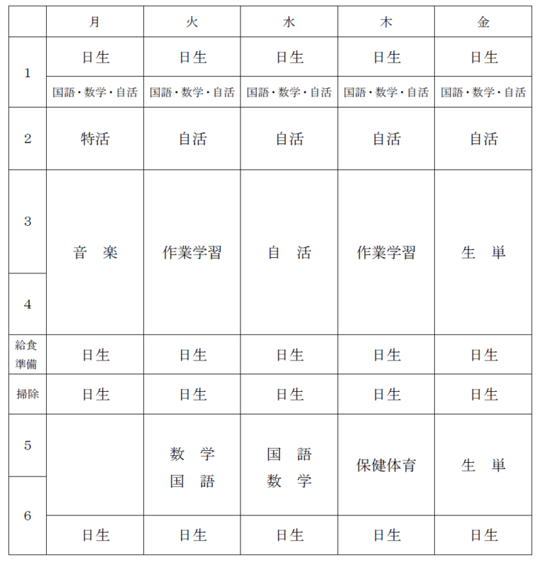 【機種依存文字】ー【機種依存文字】課程時間割例