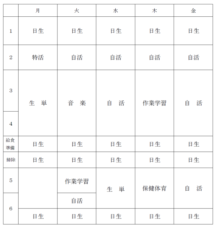 【機種依存文字】ー【機種依存文字】課程時間割例